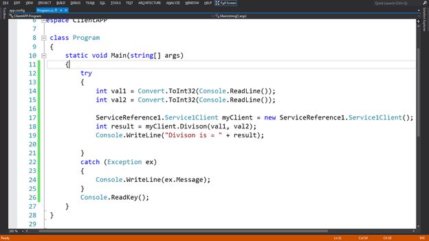 object of WCF service